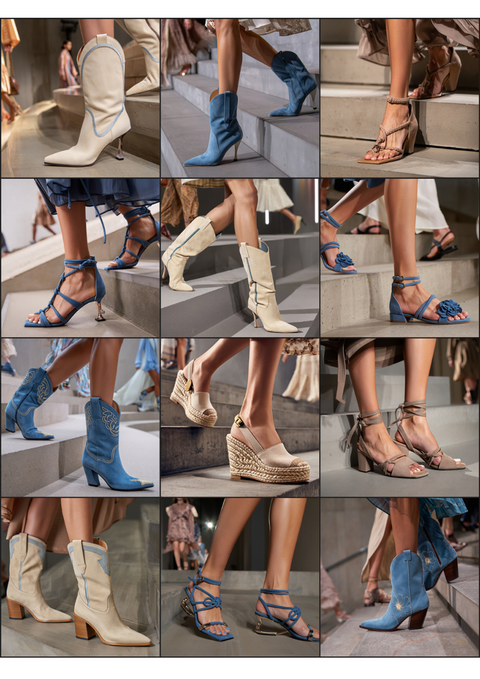 AI Generated Collage of various women's shoes including boots, sandals, and high heels.